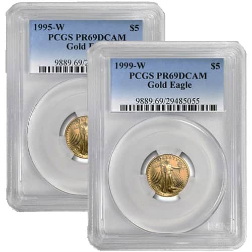 1/10 oz Proof American Gold Eagle Coin PCGS PR69 DCAM (Random Year)