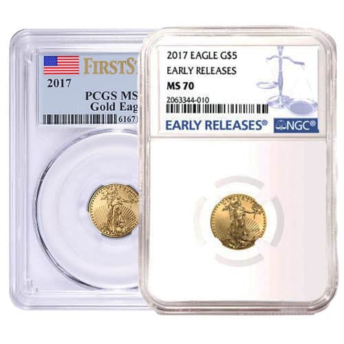 1/10 oz American Gold Eagle MS70 (Random Year, Varied Label, PCGS or NGC)