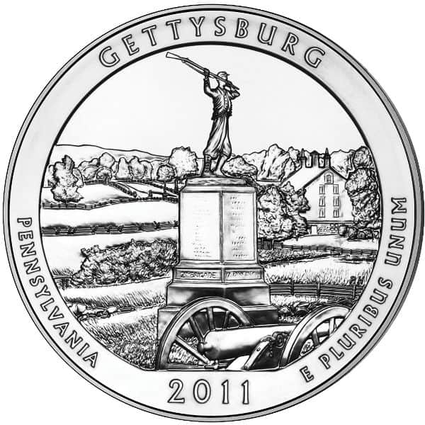 2011 5 oz ATB Gettysburg Silver Coin