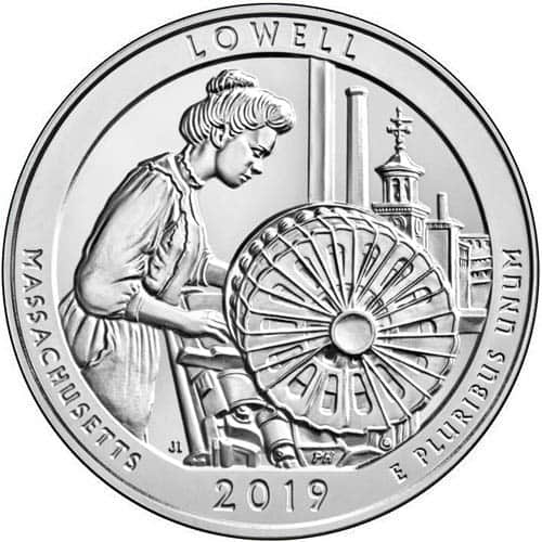 2019 5 oz ATB Lowell National Historical Park Silver Coin