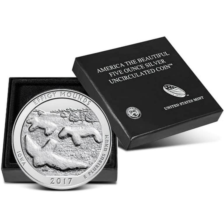 2017-P 5 oz Burnished ATB Effigy Mounds National Monument Silver Coin (Box + CoA)