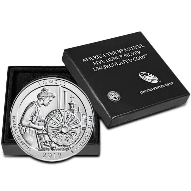2019-P 5 oz Burnished ATB Lowell National Historical Park Silver Coin (Box + CoA)