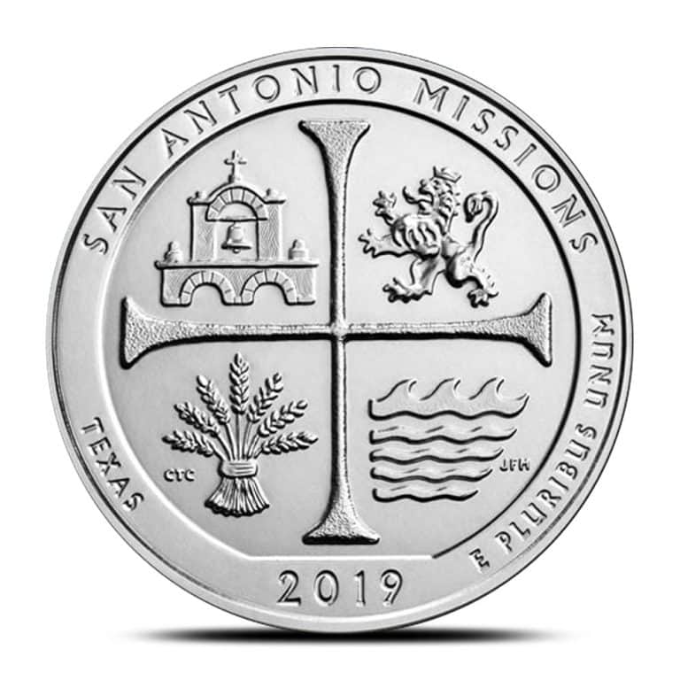 2019 5 oz ATB San Antonio Missions National Historical Park Silver Coin
