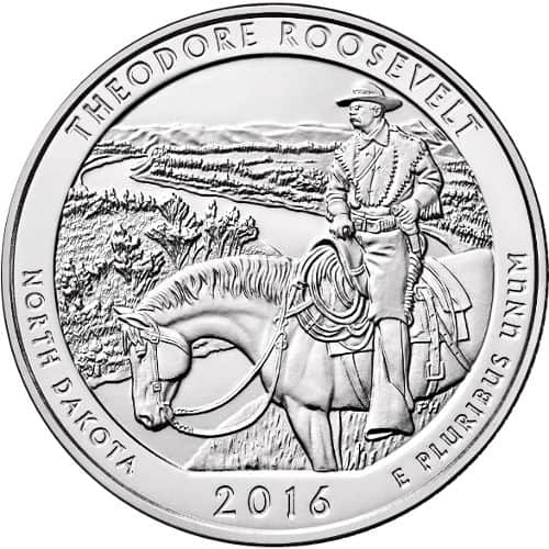 2016 5 oz ATB Theodore Roosevelt National Park Silver Coin
