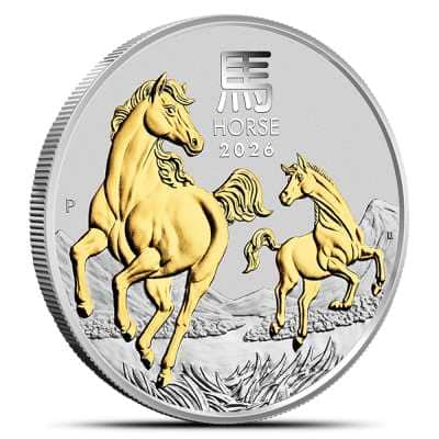 2026 1 oz Australian Silver Lunar Horse Coin (Gilded, Box + CoA)