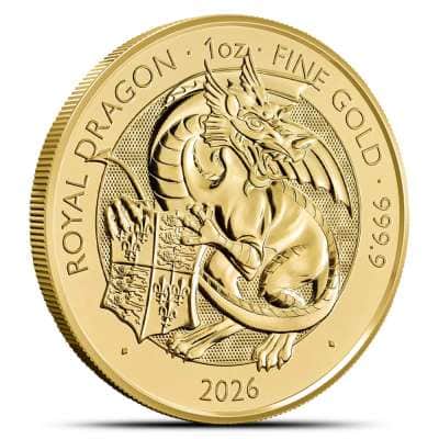 2026 1 oz British Gold Tudor Beasts Royal Dragon Coin (BU)