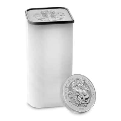 2026 2 oz British Silver Tudor Beasts Royal Dragon Tube (10 Coins, BU)