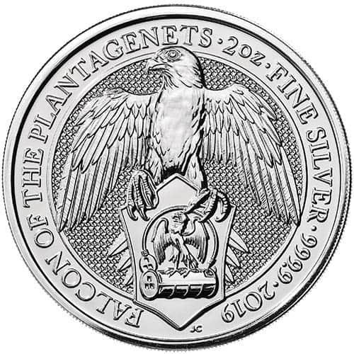 2019 2 oz British Silver Queen's Beast Falcon Coin