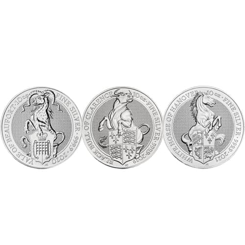 10 oz British Silver Queen’s Beast Coin (Random Year, Varied Condition)