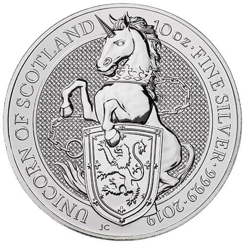 2019 10 oz British Silver Queen's Beast Unicorn Coin