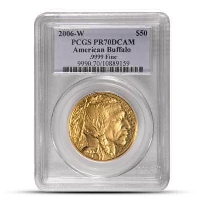 1 oz Proof American Gold Buffalo Coin PR/PF70 (Random Year, Varied Label, PCGS or NGC)