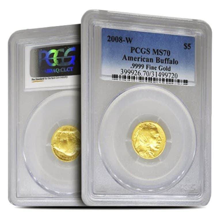 2008-W 1/10 oz American Gold Buffalo Coin MS70 (Varied Label, PCGS or NGC)
