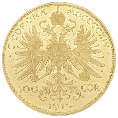 100 Corona Austrian Gold Coin (1908-1914, AU+)