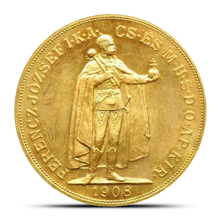 1908 Hungary 100 Korona Gold Coin (AU)