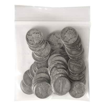 90% Silver Mercury Dimes ($5 FV, Circulated)