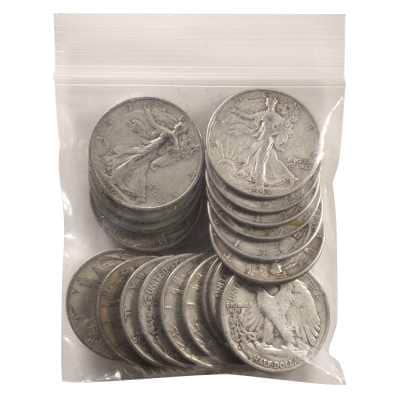 90% Silver Walking Liberty Half Dollars ($10 FV, Circulated)