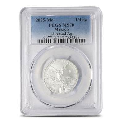2025 1/4 oz Mexican Silver Libertad Coin PCGS MS70