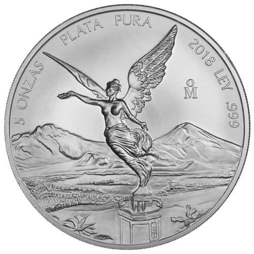 2018 5 oz Mexican Silver Libertad Coin (BU)