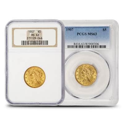 1907 Pre-33 $5 Liberty Gold Half Eagle Coin MS63 (PCGS or NGC)