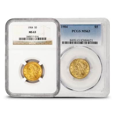 1904 Pre-33 $5 Liberty Gold Half Eagle Coin MS63 (PCGS or NGC)
