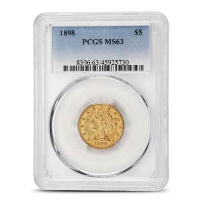 1898 Pre-33 $5 Liberty Gold Half Eagle Coin MS63 (PCGS or NGC)