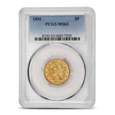 1895 Pre-33 $5 Liberty Gold Half Eagle Coin MS63 (PCGS or NGC)