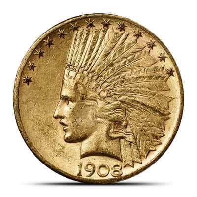 Pre-33 $10 Indian Gold Eagle Coin (Cleaned)