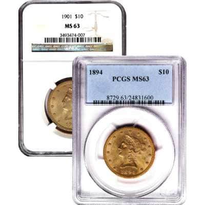 Pre-33 $10 Liberty Gold Eagle Coin (MS63, PCGS or NGC)