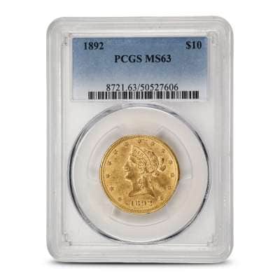 1892 Pre-33 $10 Liberty Gold Eagle Coin PCGS MS63
