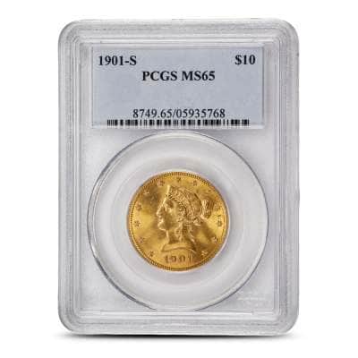 1901-S Pre-33 $10 Liberty Gold Eagle Coin PCGS MS65