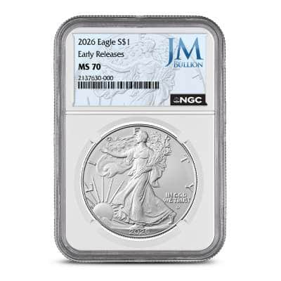 2026 1 oz American Silver Eagle Coin NGC MS70 ER (JM Bullion Label)