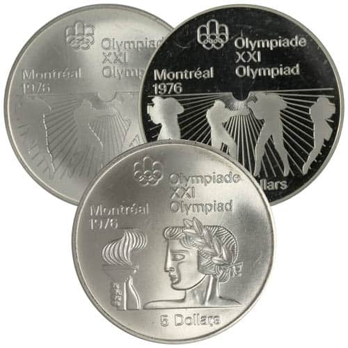 Canadian $5 Olympic Silver Coin (1973-76, Varied Design)